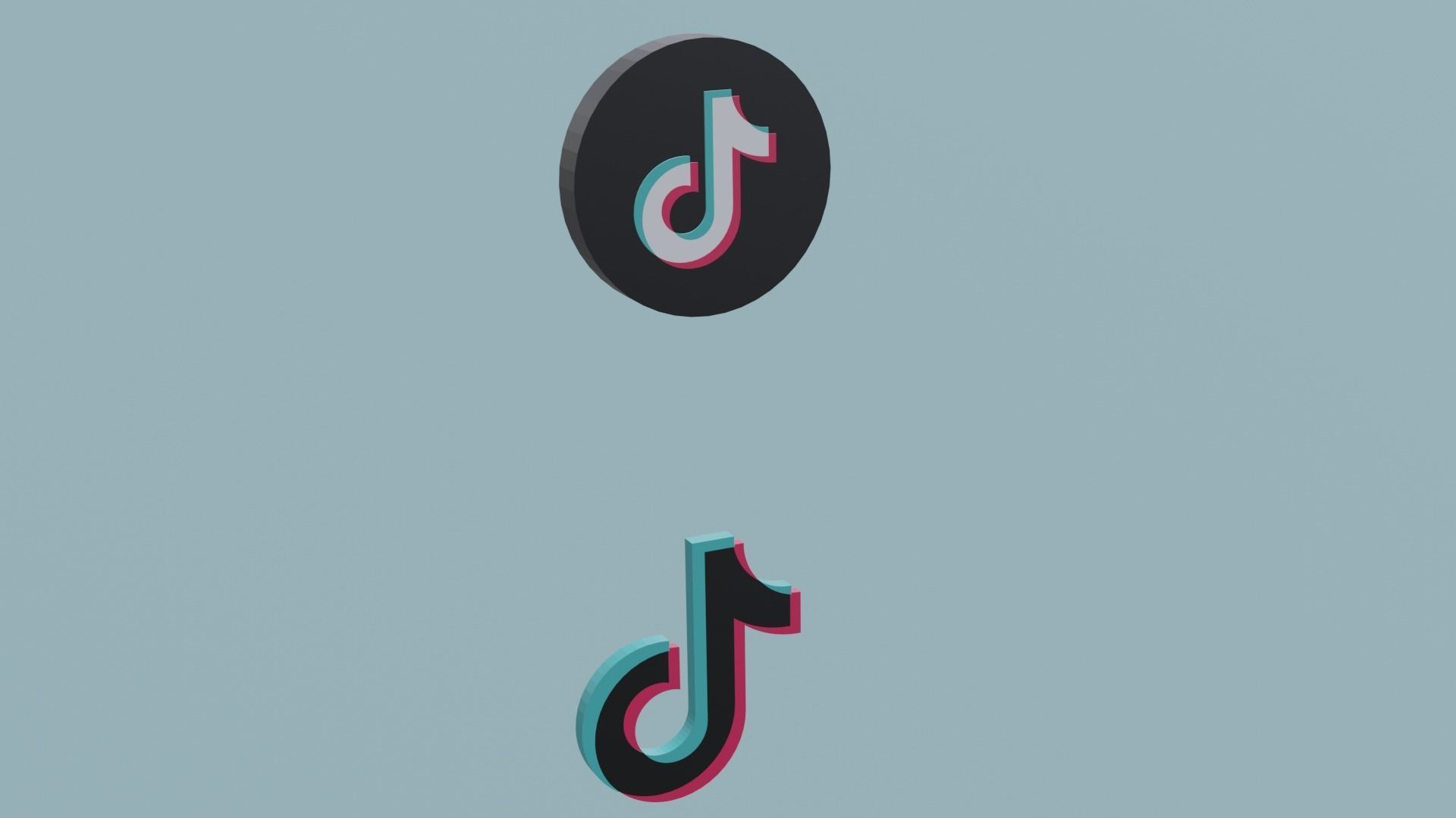 7 Social Media Icon in two types Low-poly 3D model_4