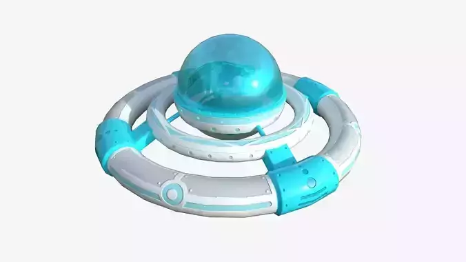 Alien Spaceship UFO E12 Cartoon - Sci Fi Spacecraft Design Low-poly 3D model