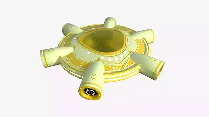 Alien Spaceship UFO J12 Cartoon - Sci Fi Spacecraft Design Low-poly 3D model