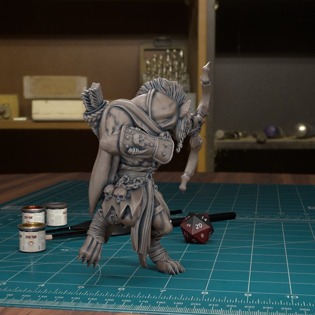 Gnoll Archer 01 - Pre-Supported 3D print model_1