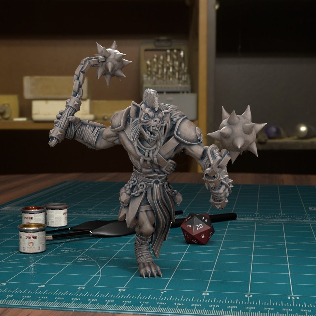 Gnoll Flail - Pre-Supported 3D print model_1