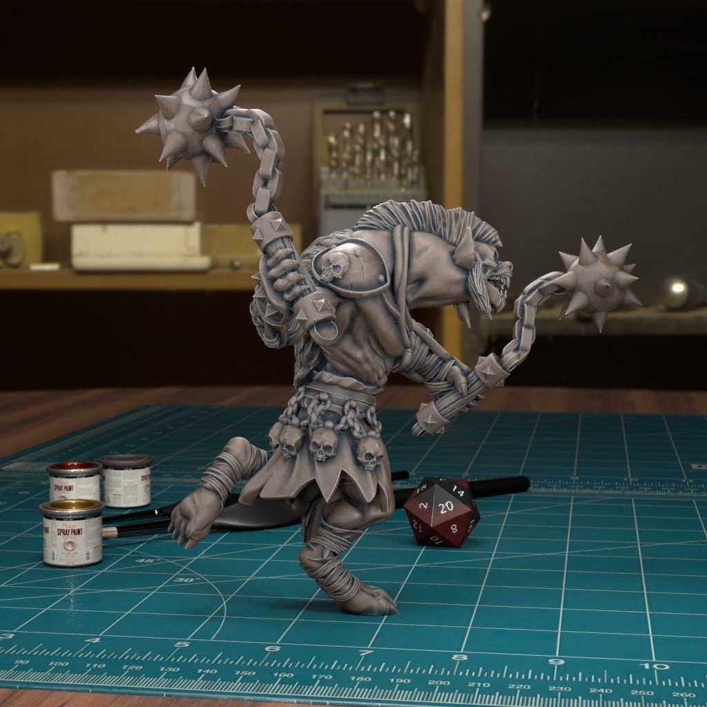 Gnoll Flail - Pre-Supported 3D print model_2