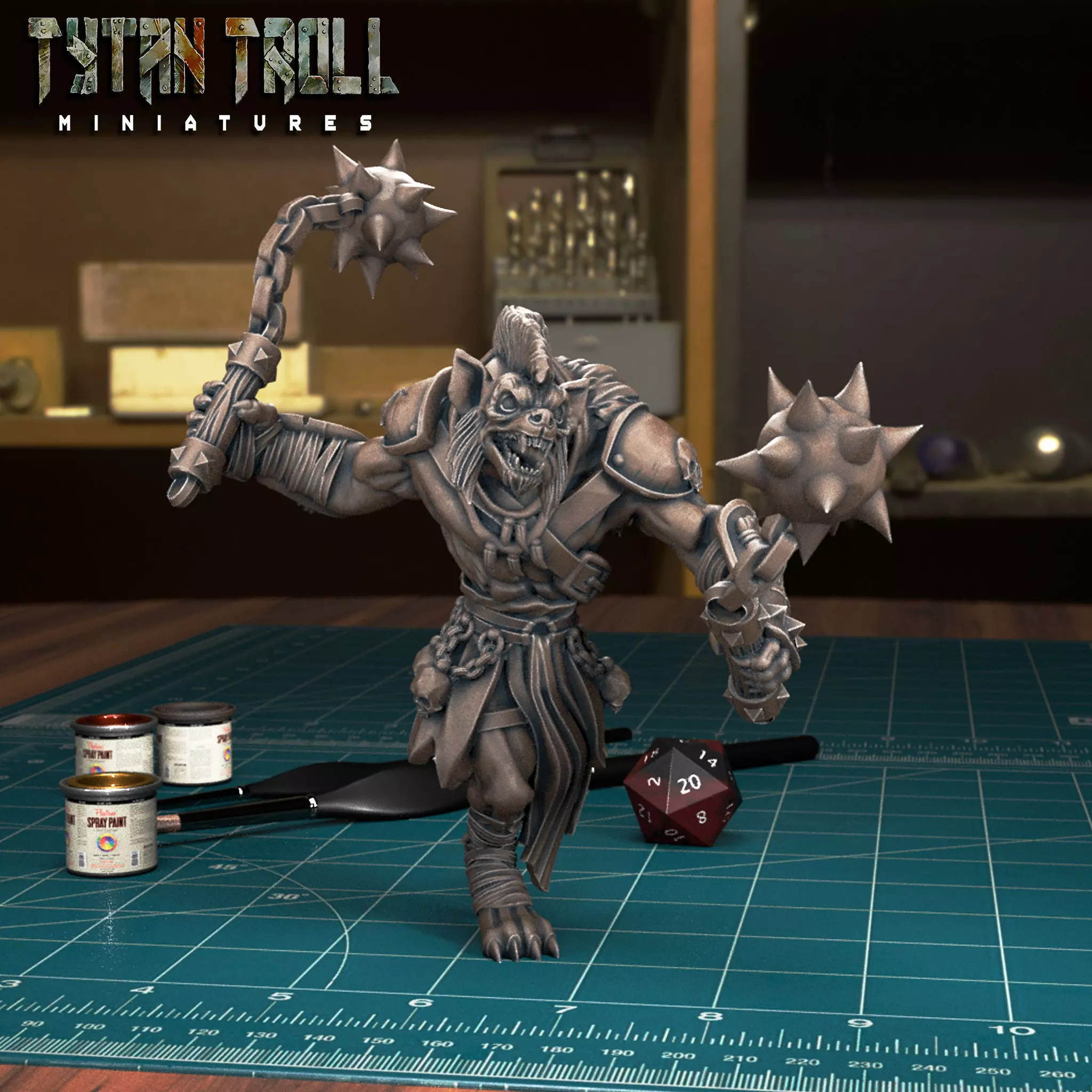 Gnoll Flail - Pre-Supported 3D print model_0