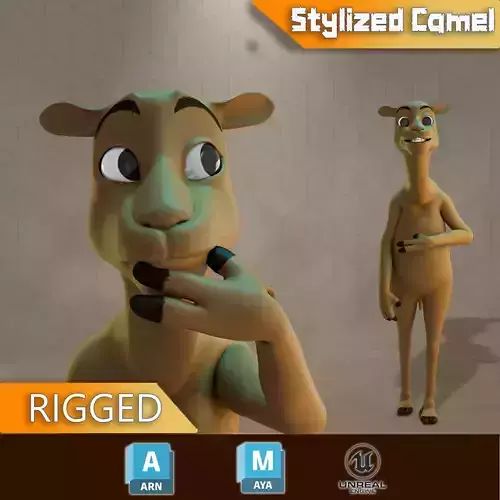 Stylized Camel Rigged Low-poly 3D model