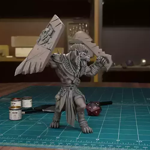 Gnoll Sword and Shield - Pre Supported