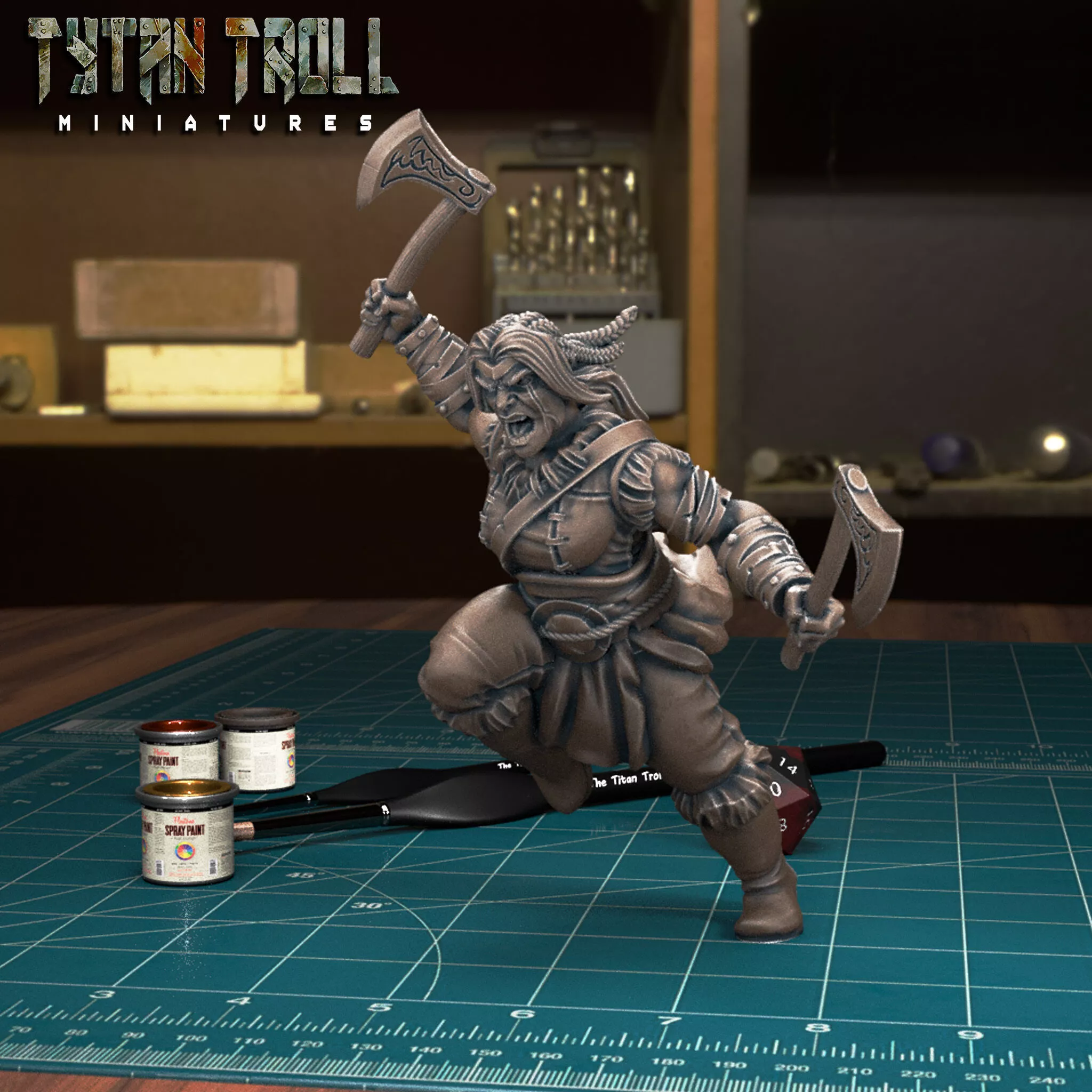 Barbarian Axewoman - Pre-Supported 3D print model