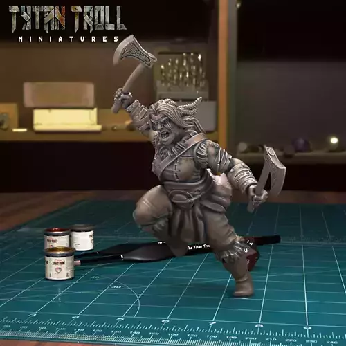 Barbarian Axewoman - Pre-Supported