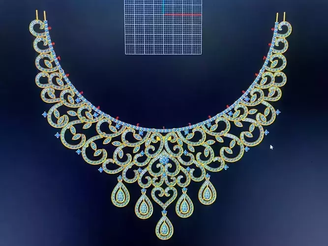 Necklace gold with diamonds 3D print model