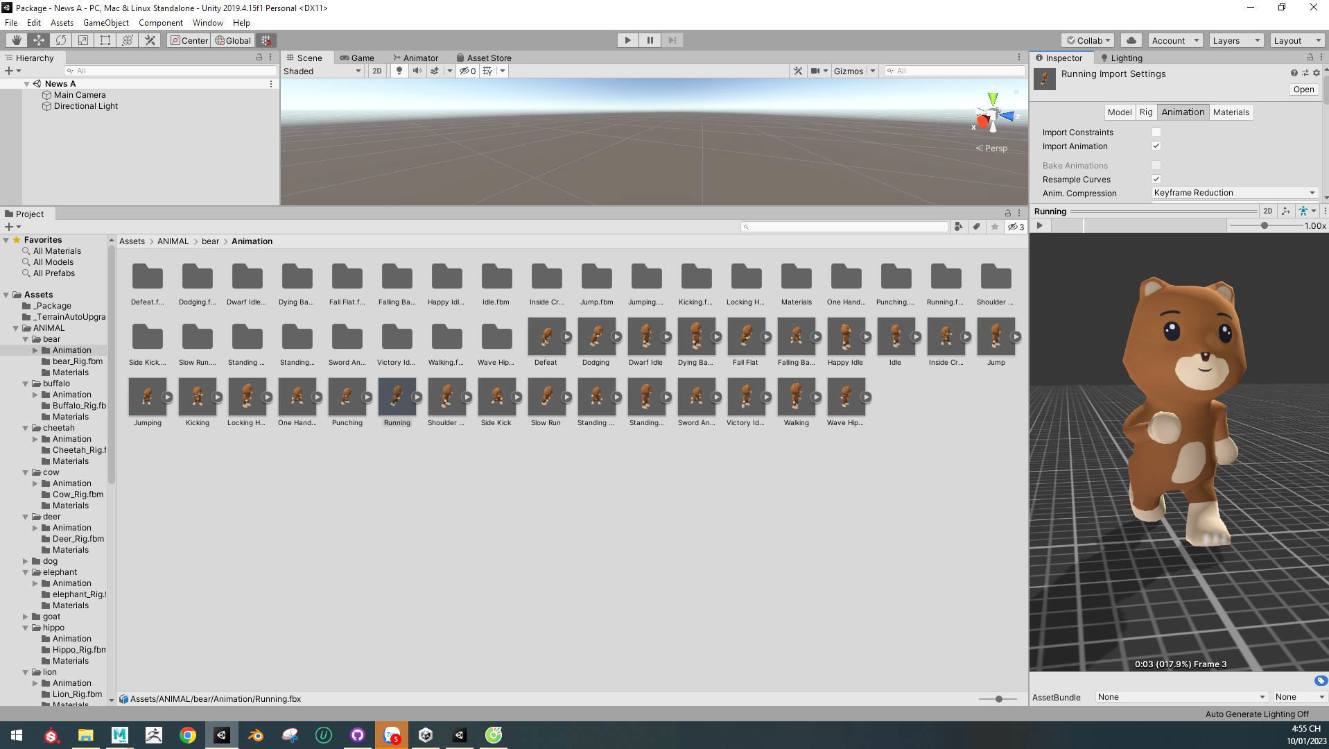 Character001 Animated Bear 3D Low-poly 3D model_4