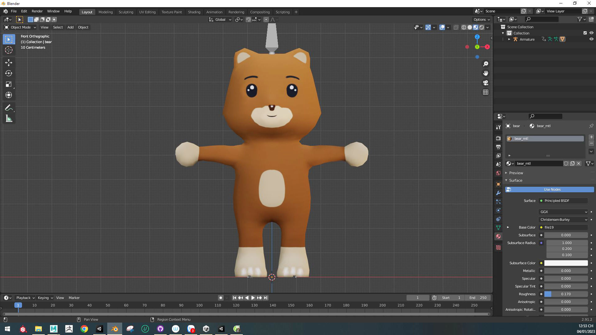 Character001 Animated Bear 3D Low-poly 3D model_6