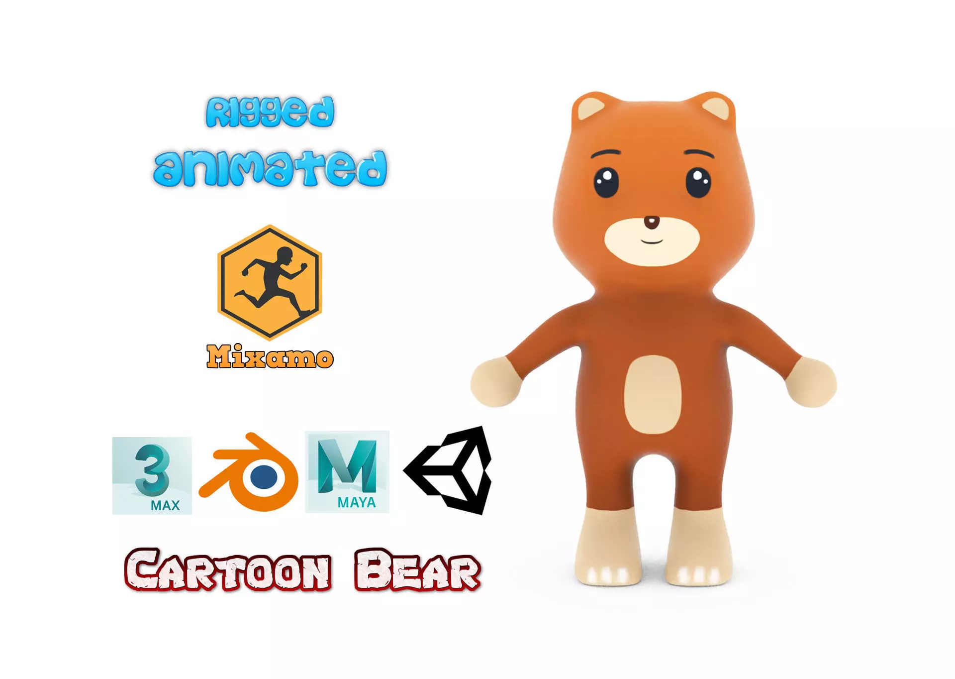 Character001 Animated Bear 3D Low-poly 3D model_0