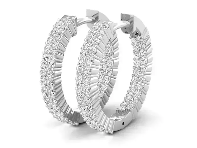 AV 291 Diamond Ladies Hoop Earrings