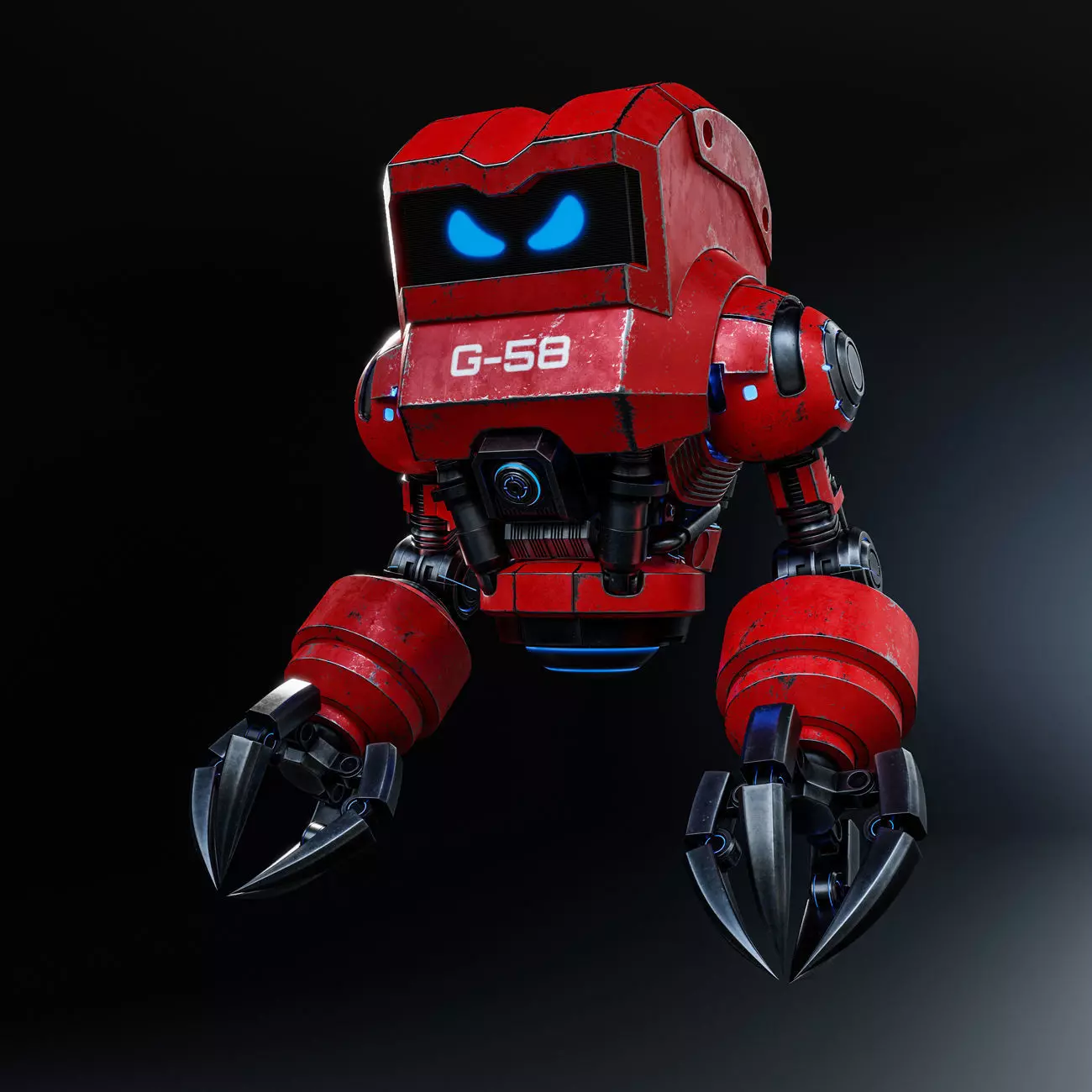 Cute Space Robot Rigged G-58 Red 3D model_0