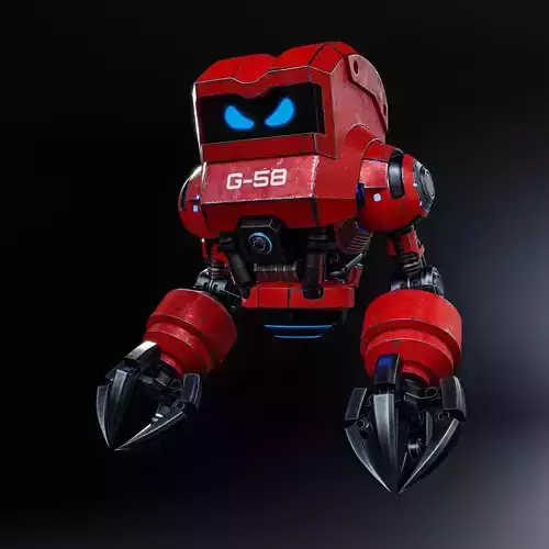 Cute Space Robot Rigged G-58 Red 3D model