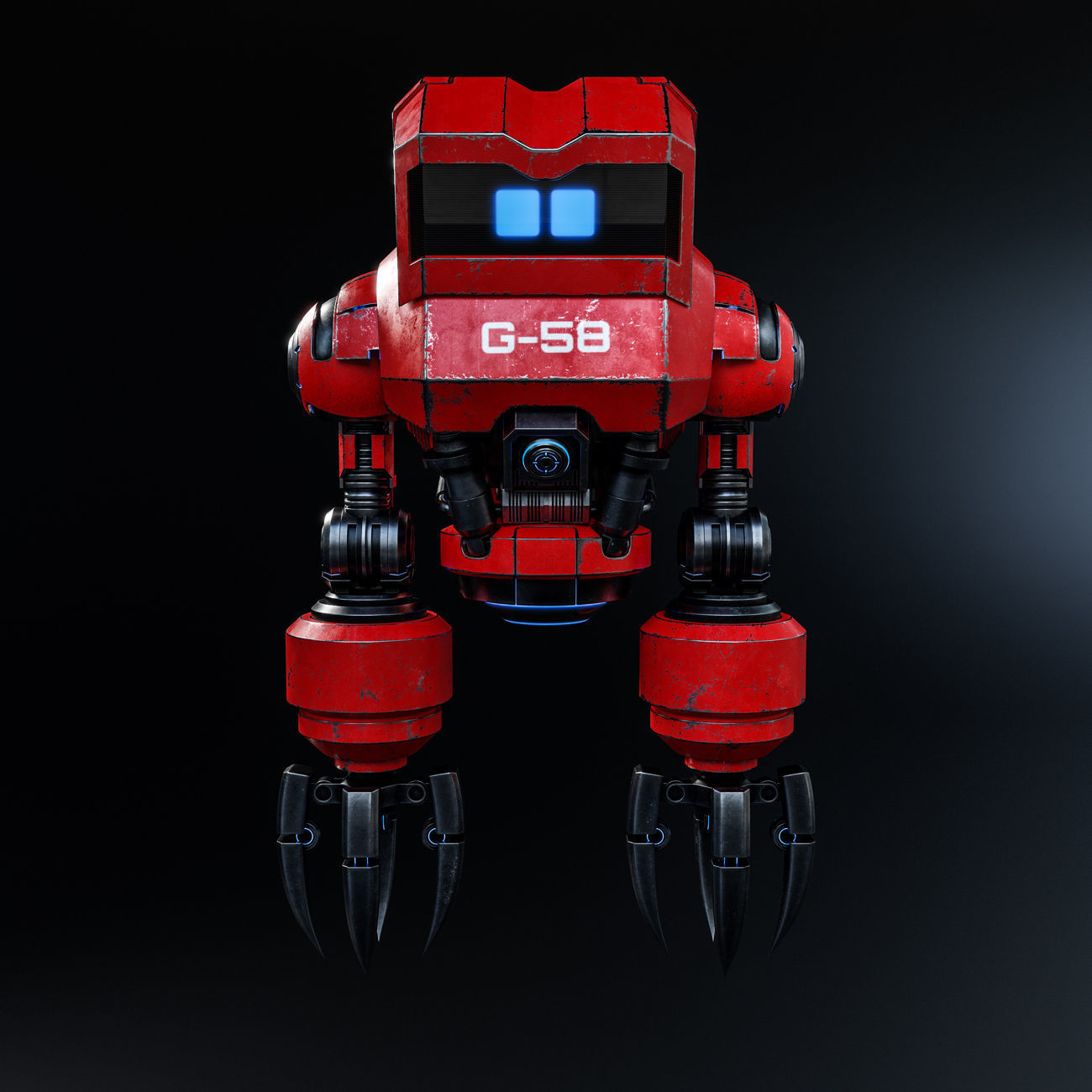 Cute Space Robot Rigged G-58 Red 3D model_23