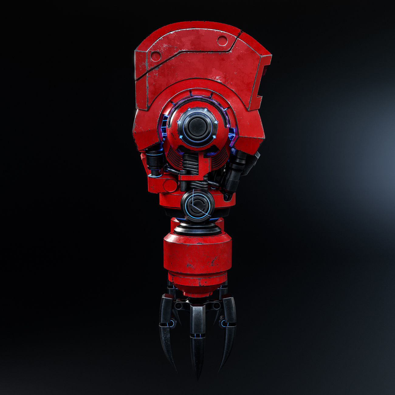 Cute Space Robot Rigged G-58 Red 3D model_18