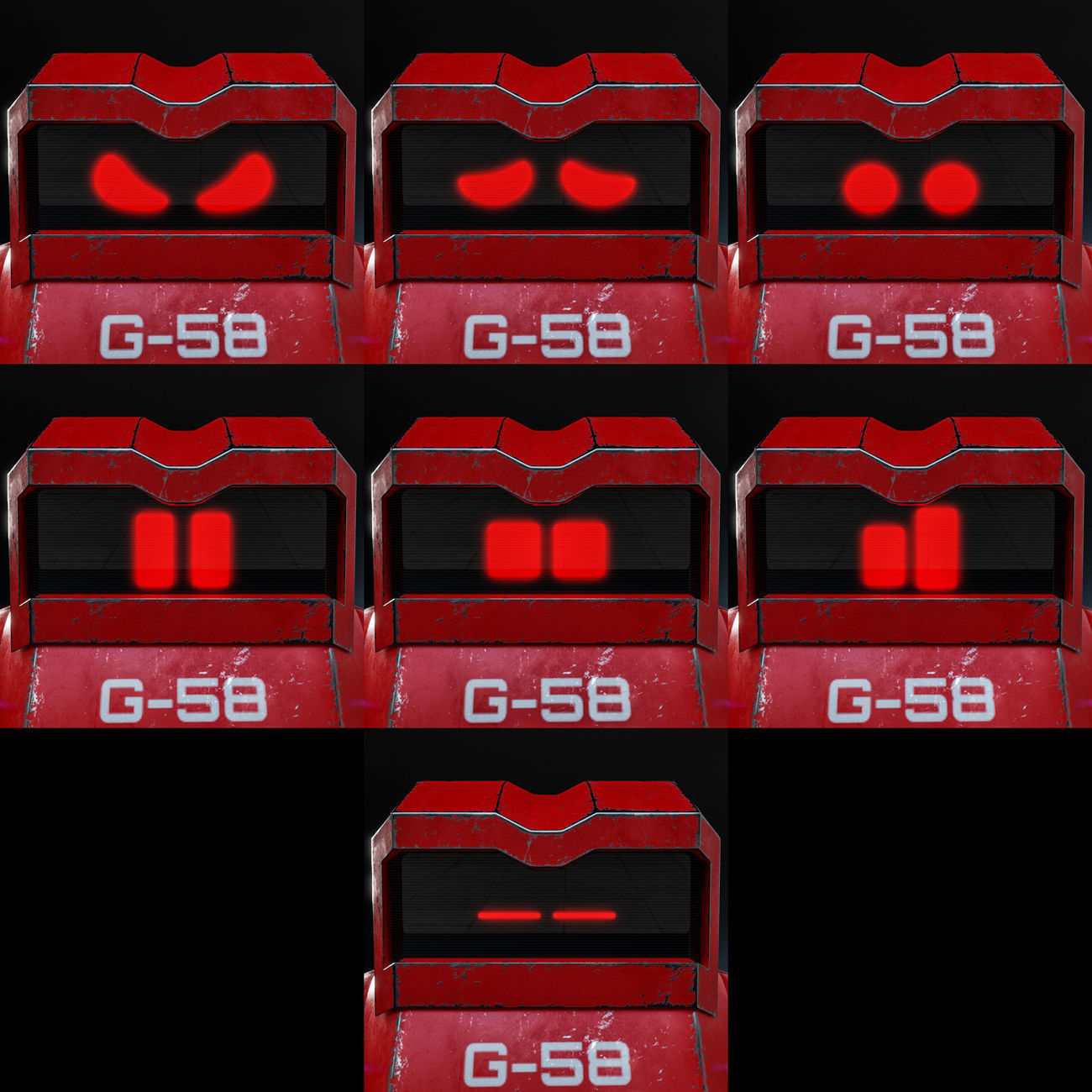 Cute Space Robot Rigged G-58 Red 3D model_5