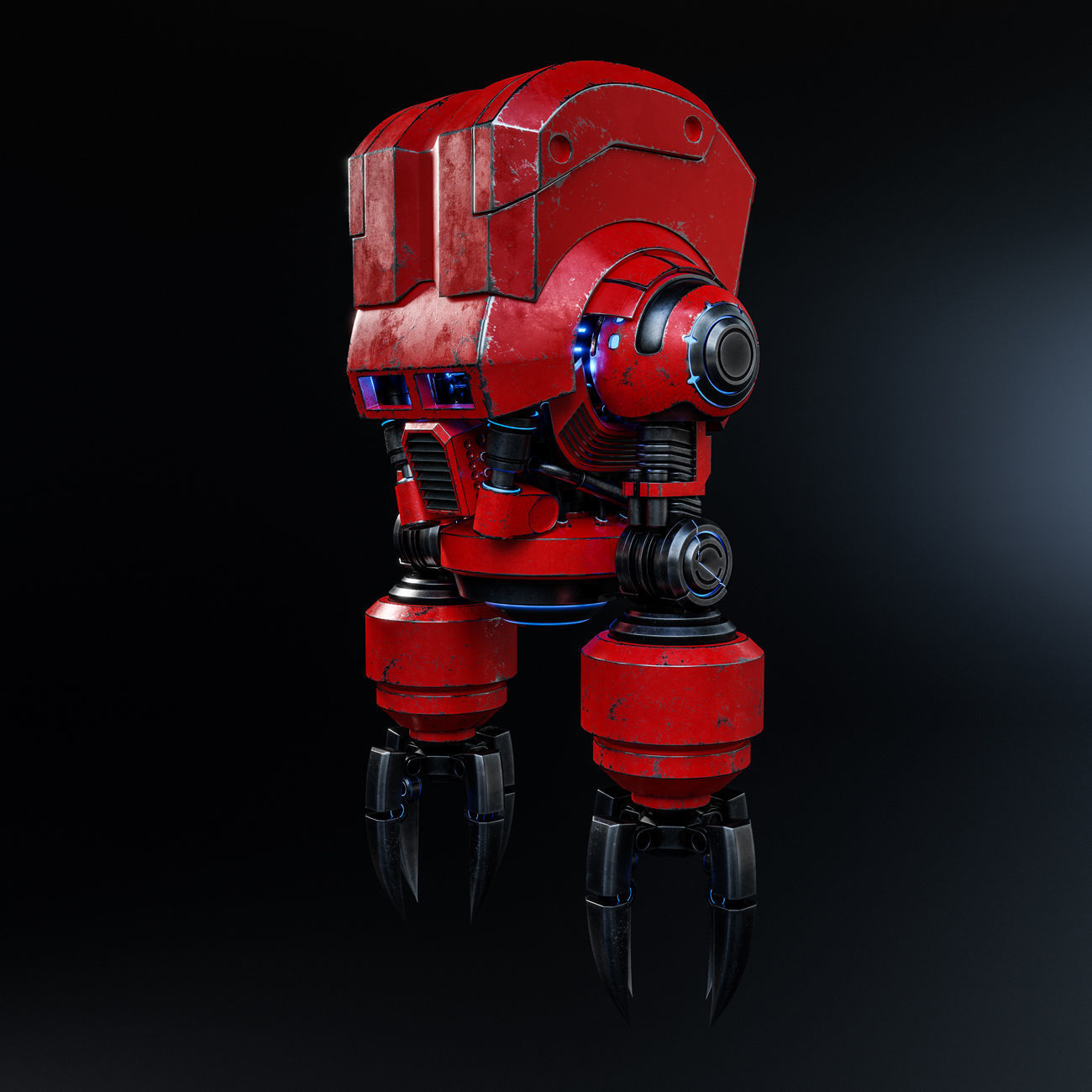 Cute Space Robot Rigged G-58 Red 3D model_19