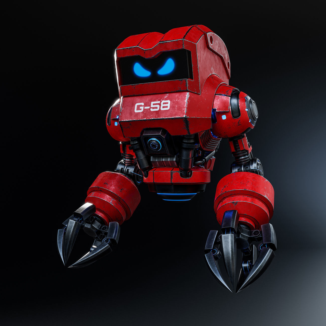Cute Space Robot Rigged G-58 Red 3D model_22