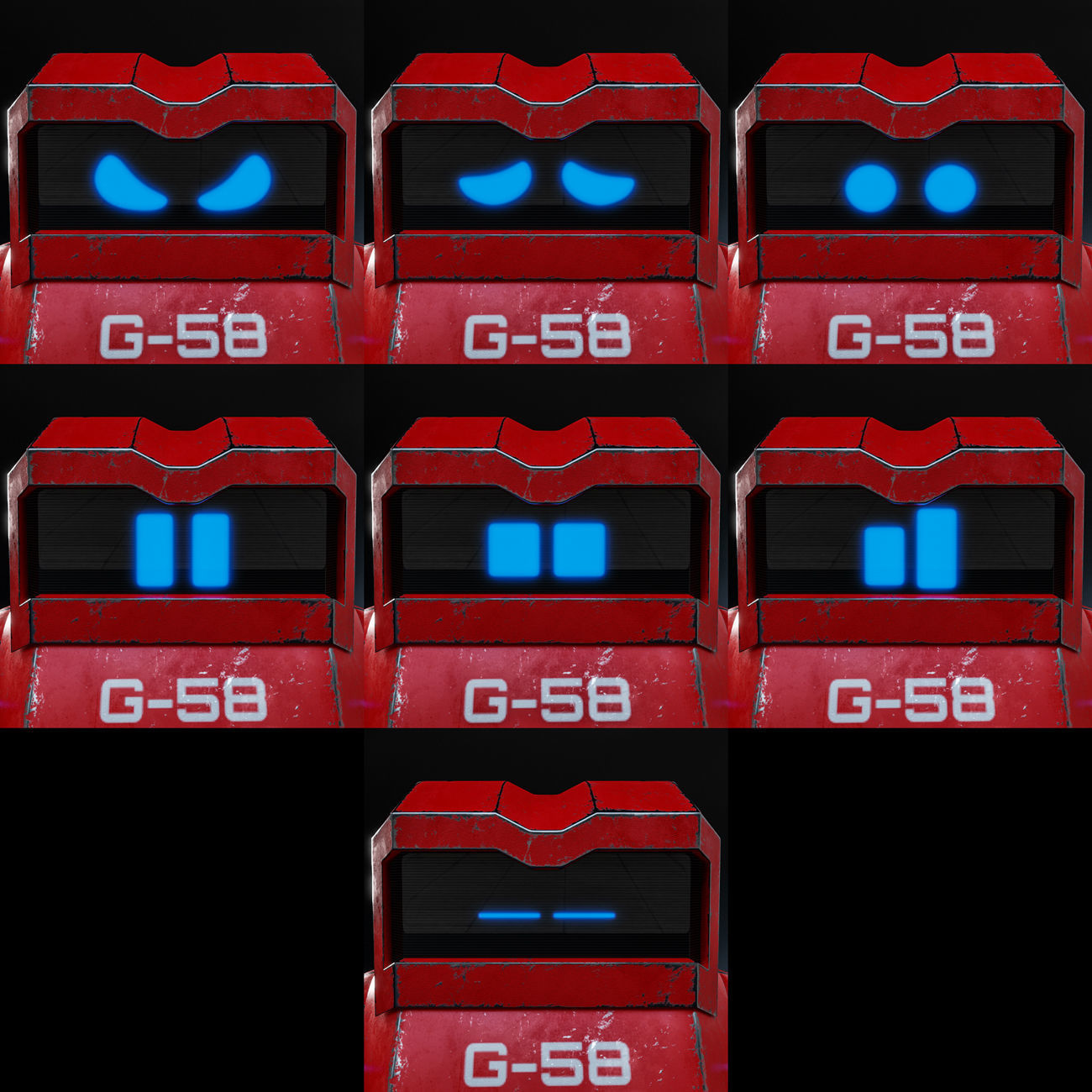 Cute Space Robot Rigged G-58 Red 3D model_4