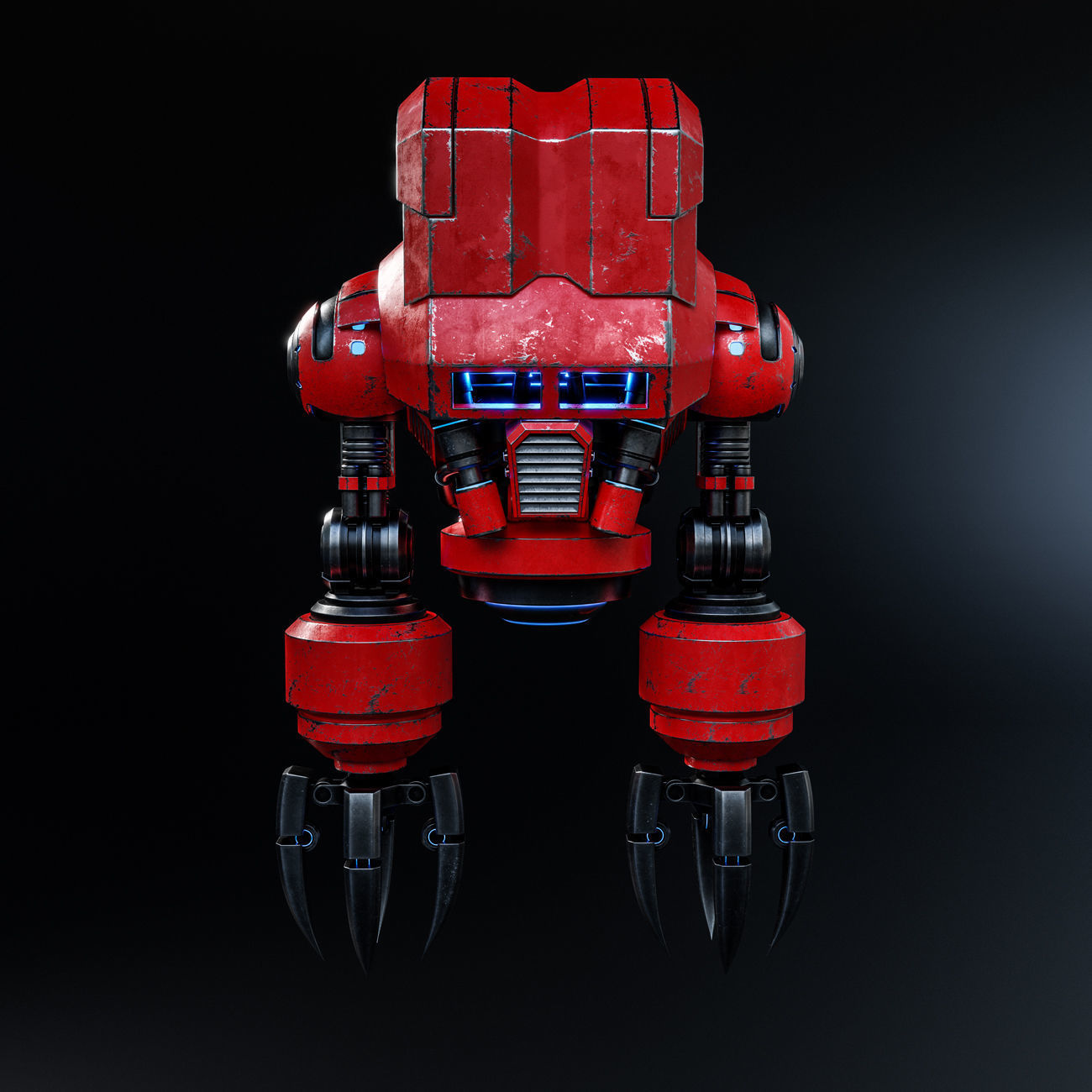 Cute Space Robot Rigged G-58 Red 3D model_20
