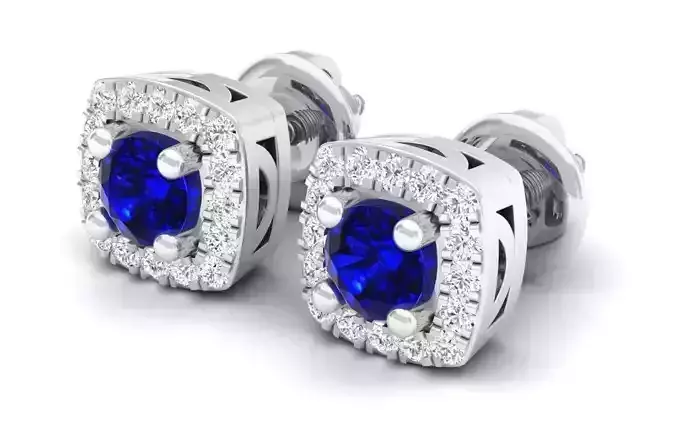 AV 293 Round Diamond Ladies Halo Style Stud Earring