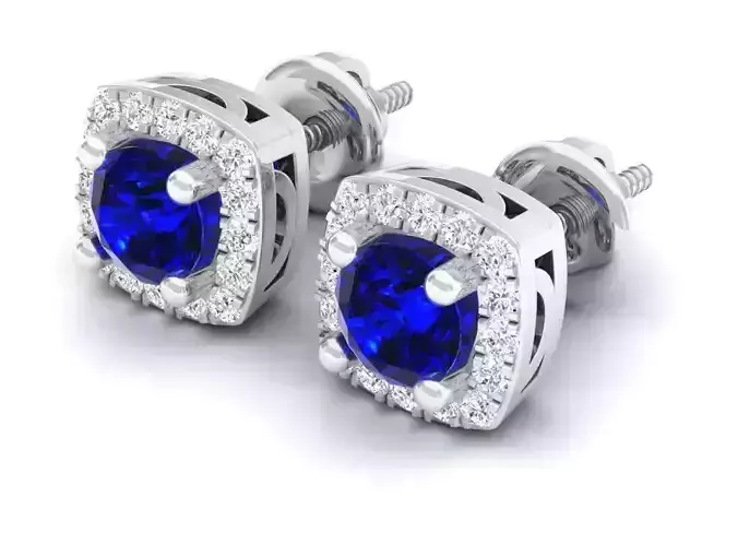 AV 294 Round Diamond Ladies Halo Style Stud Earring