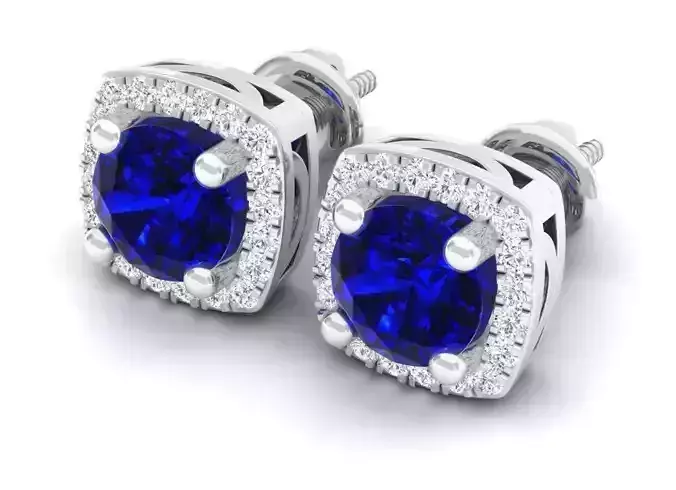 AV 295 Round Diamond Ladies Halo Style Stud Earring