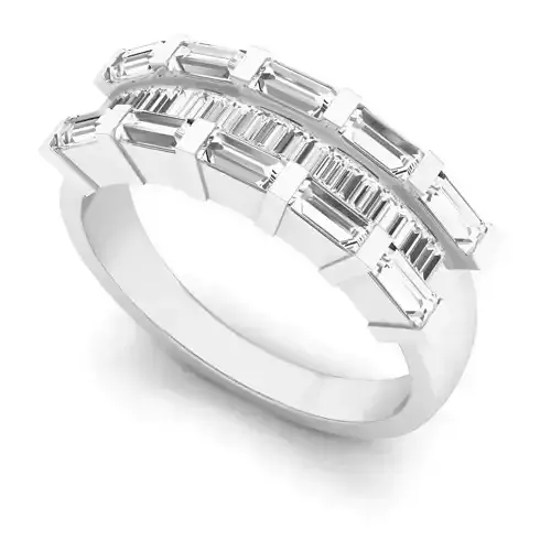 AV 296 Baguette Diamond Ladies Anniversary Wedding Band Ring 3D print model
