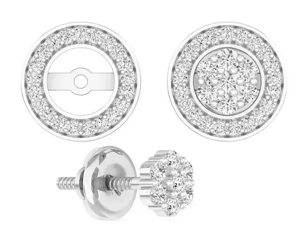 AV 298 Ladies Halo Style Stud Earrings With Removable Jackets