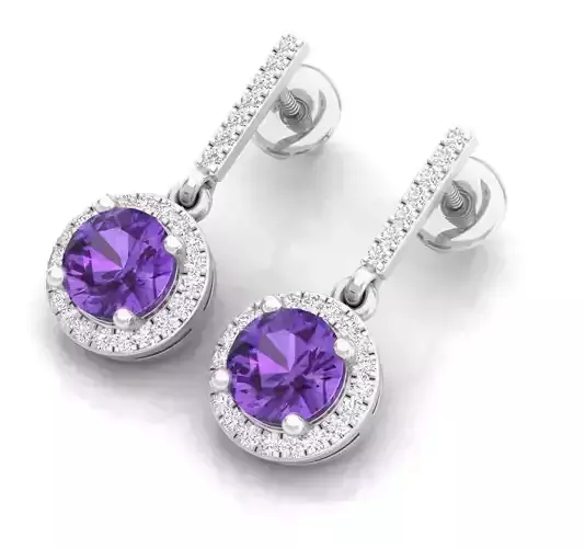AV 300 Diamond Ladies Halo Style Dangling Drop Earrings