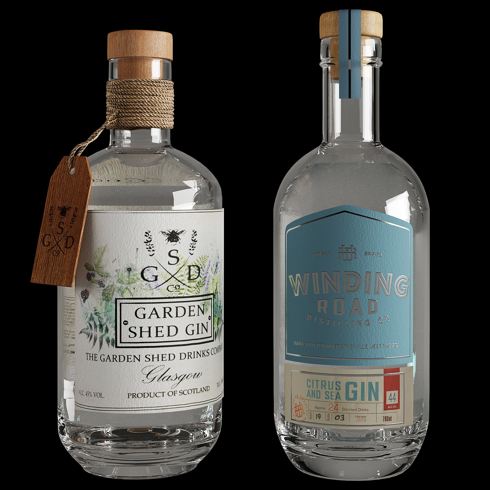 Bottles set 01 3D model_3