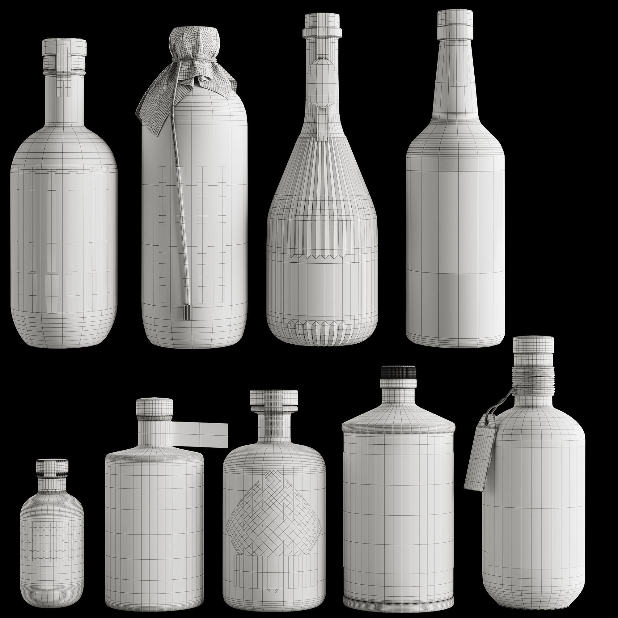 Bottles set 01 3D model_5