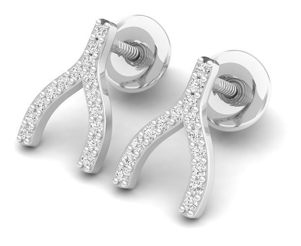 AV 305 White Diamond Ladies Fashion Wishbone Stud Earring 3D print model