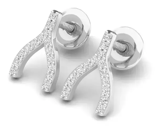 AV 305 White Diamond Ladies Fashion Wishbone Stud Earring