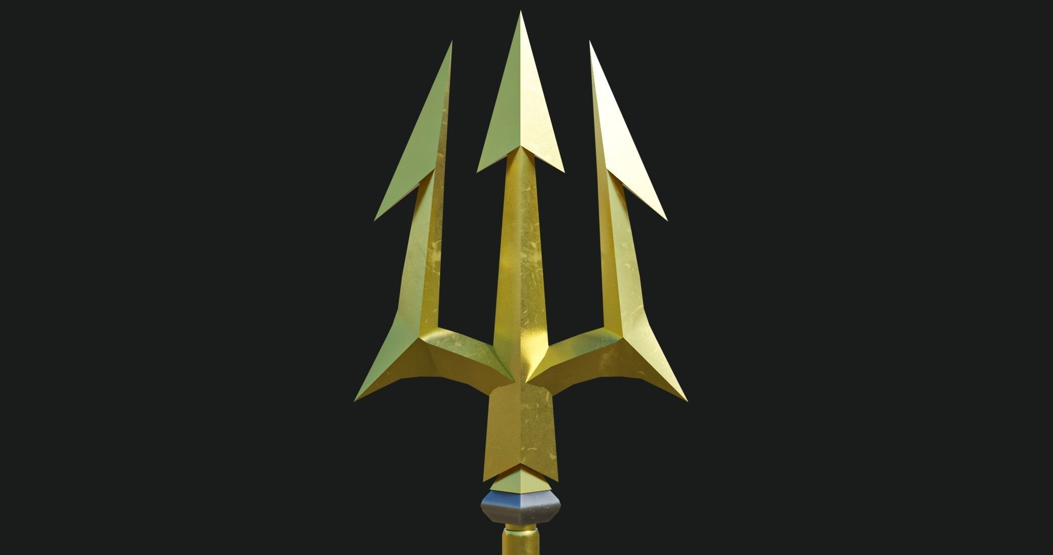 Trident 01 Gold Weapon All PBR Unity UE Textures Included Low-poly 3D model_9