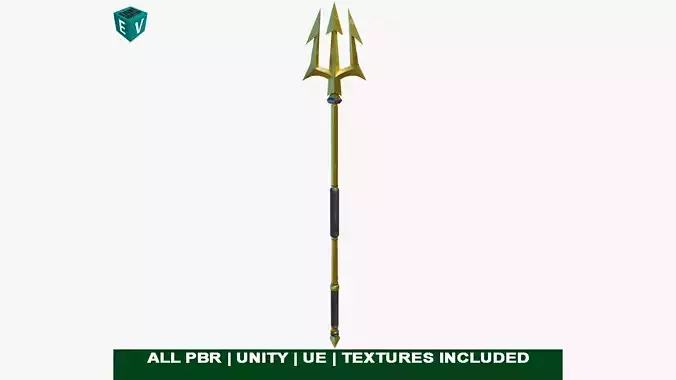 Trident 01 Gold Weapon All PBR Unity UE Textures Included Low-poly 3D model Trident 01 Gold Weapon All PBR Unity UE Textures Included Low-poly 3D model