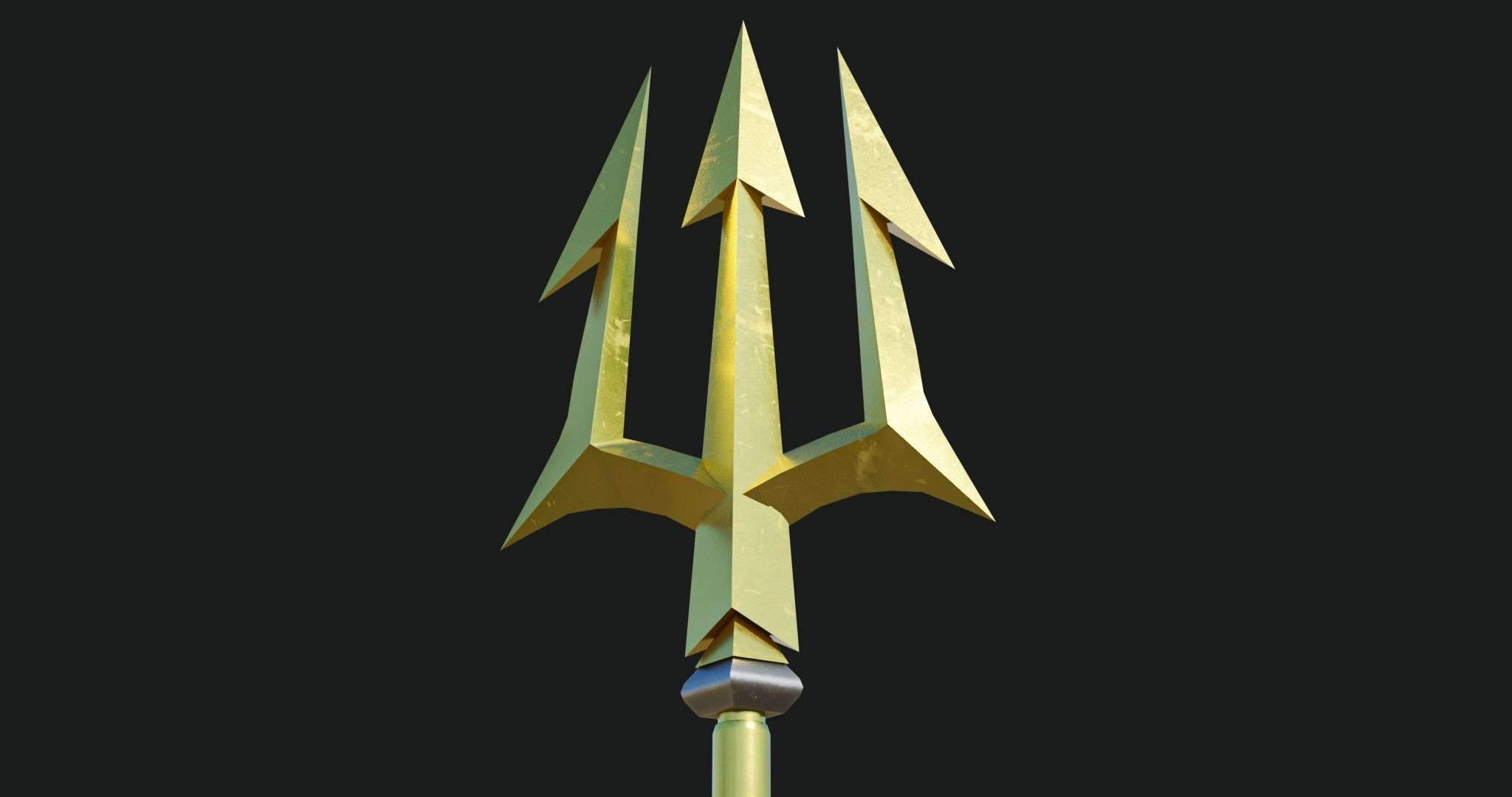 Trident 01 Gold Weapon All PBR Unity UE Textures Included Low-poly 3D model_16
