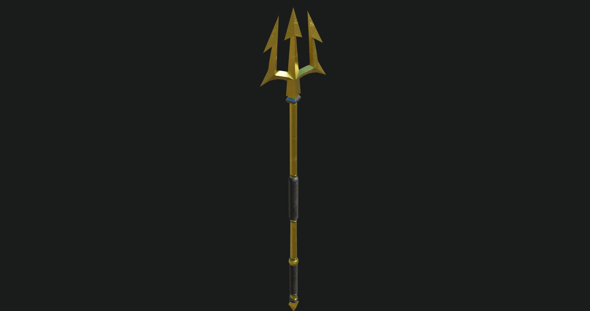Trident 01 Gold Weapon All PBR Unity UE Textures Included Low-poly 3D model_13
