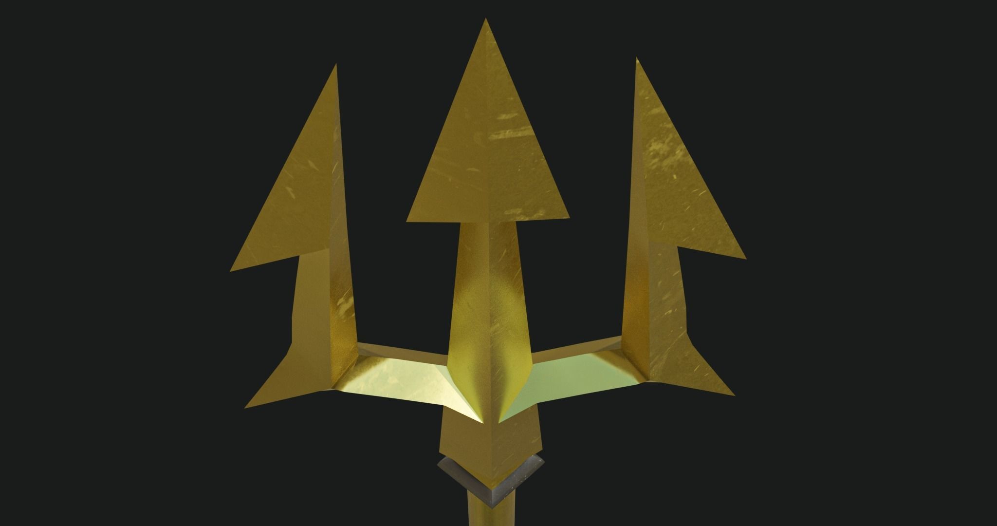 Trident 01 Gold Weapon All PBR Unity UE Textures Included Low-poly 3D model_10