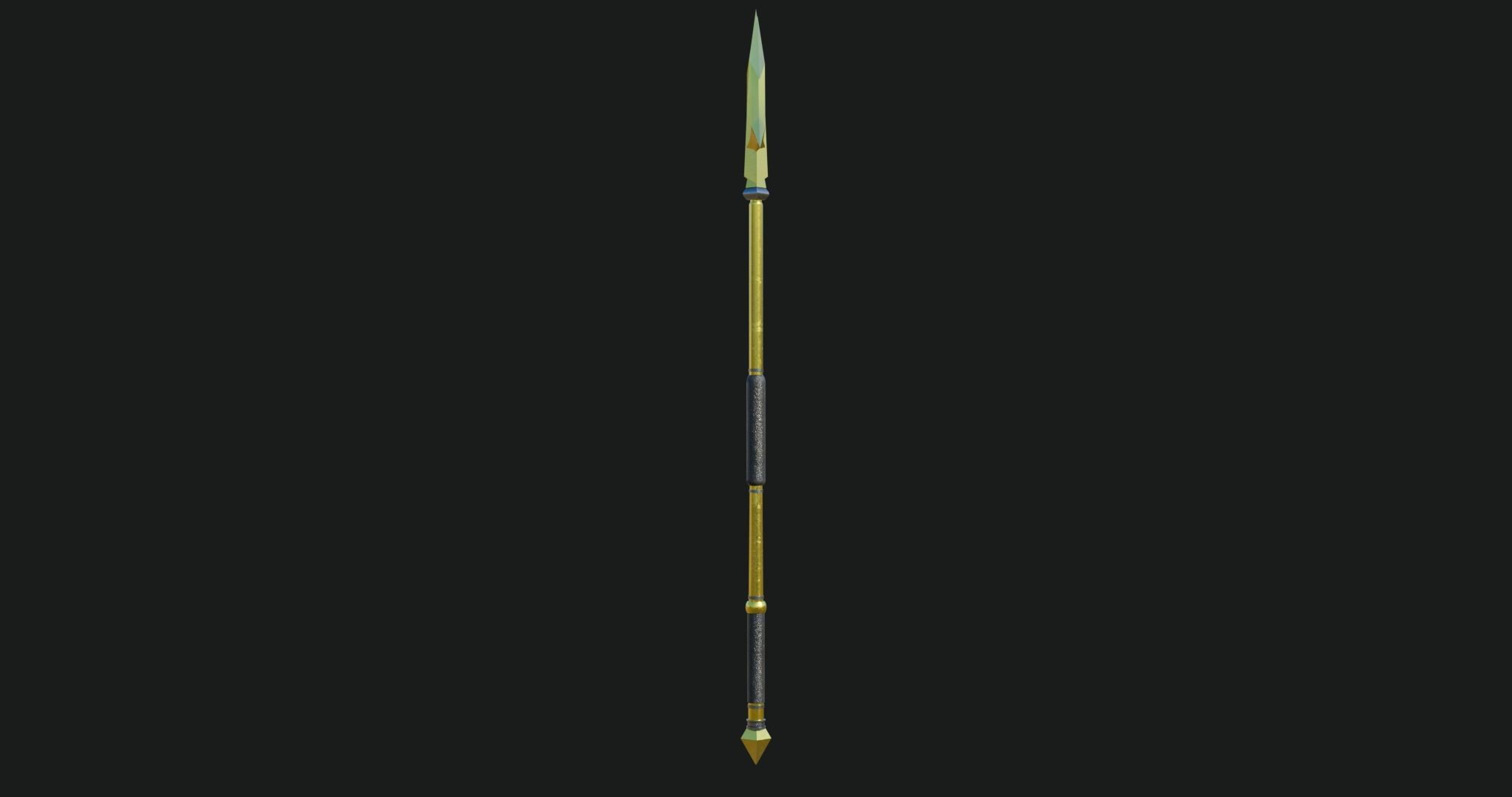 Trident 01 Gold Weapon All PBR Unity UE Textures Included Low-poly 3D model_18