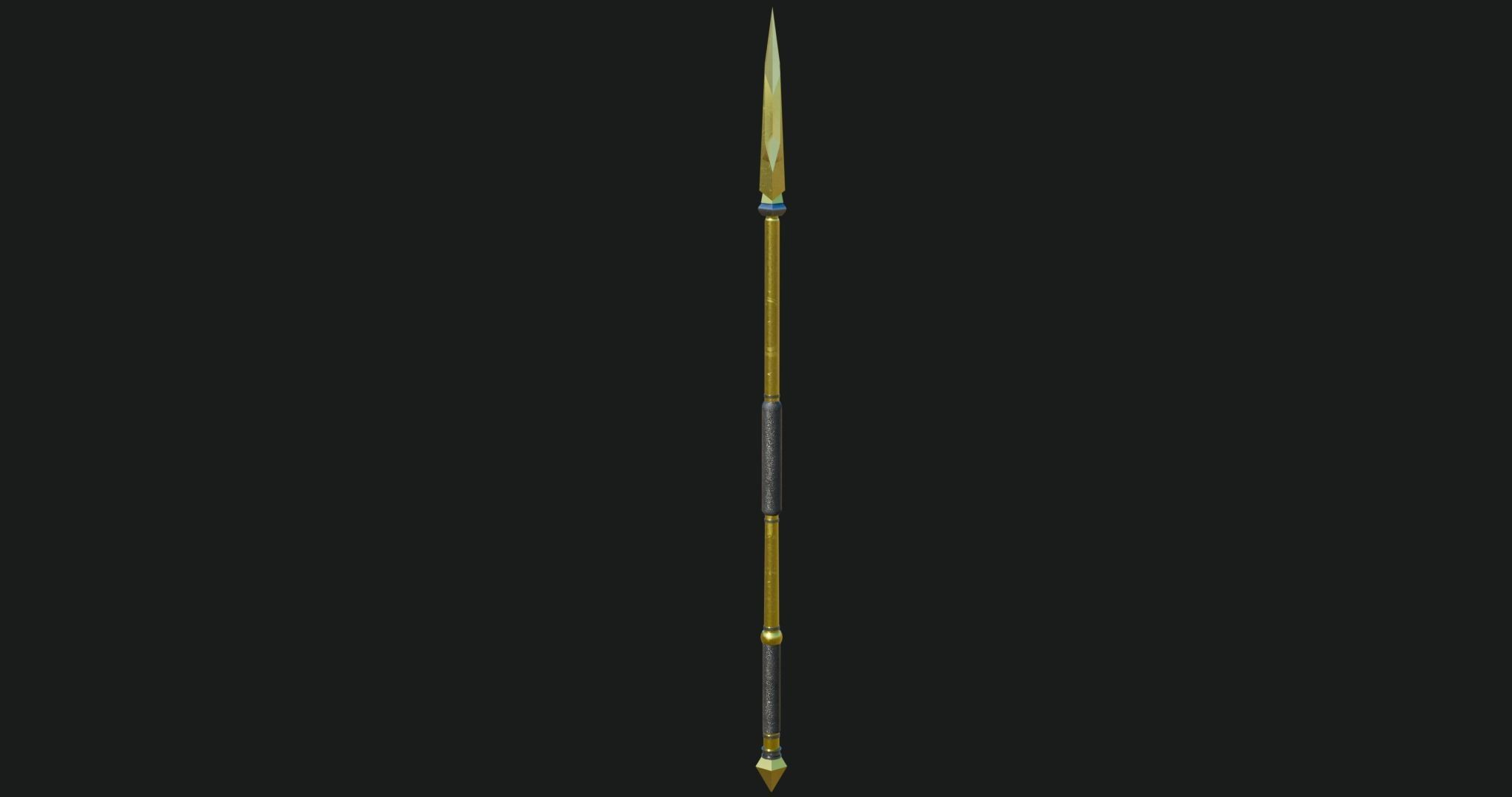 Trident 01 Gold Weapon All PBR Unity UE Textures Included Low-poly 3D model_11