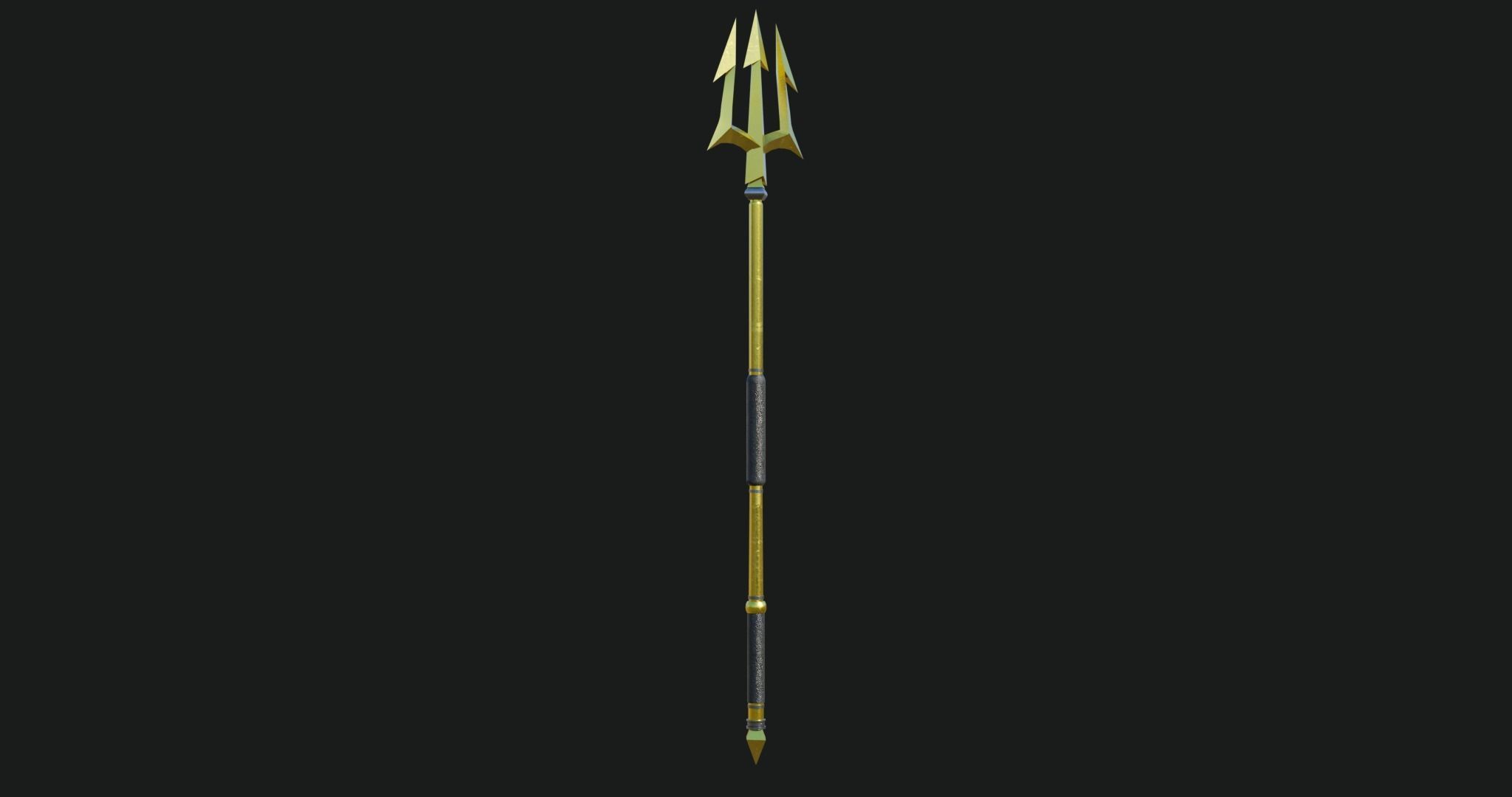 Trident 01 Gold Weapon All PBR Unity UE Textures Included Low-poly 3D model_19