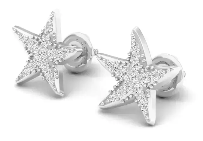 AV 308 White Diamond Ladies Star Shape Fashion Stud Earrings