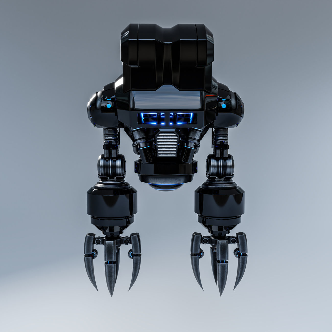 Cute Space Robot Rigged G-58 Black 3D model_20