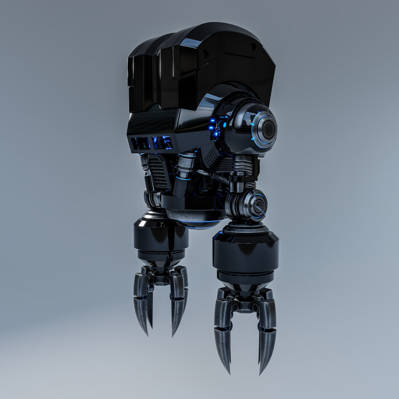 Cute Space Robot Rigged G-58 Black 3D model_19