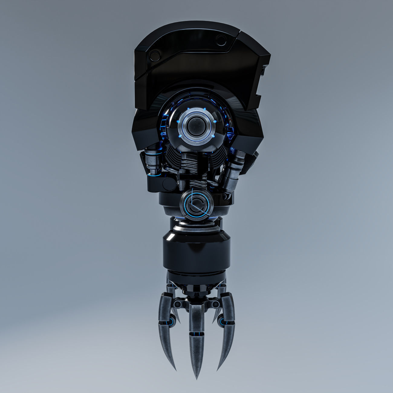 Cute Space Robot Rigged G-58 Black 3D model_18