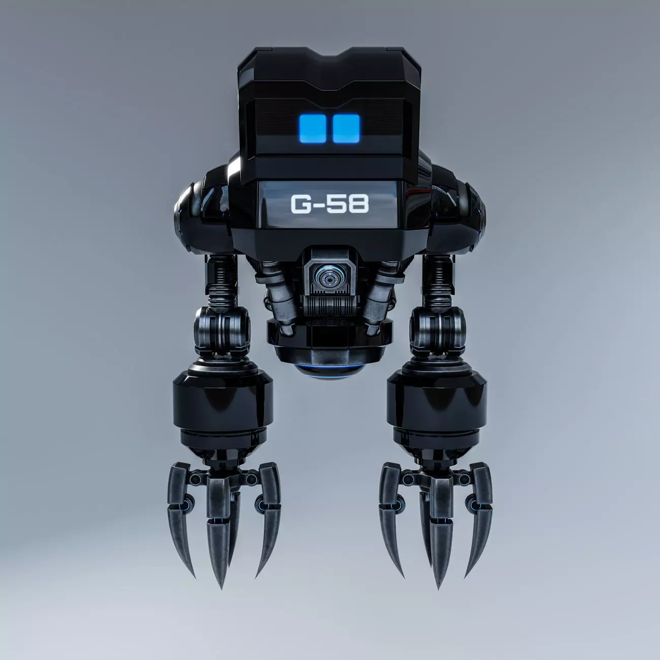 Cute Space Robot Rigged G-58 Black 3D model_0