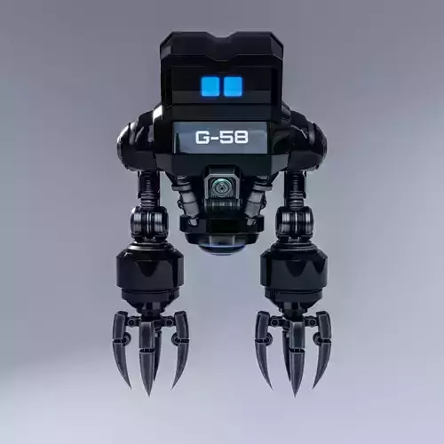 Cute Space Robot Rigged G-58 Black