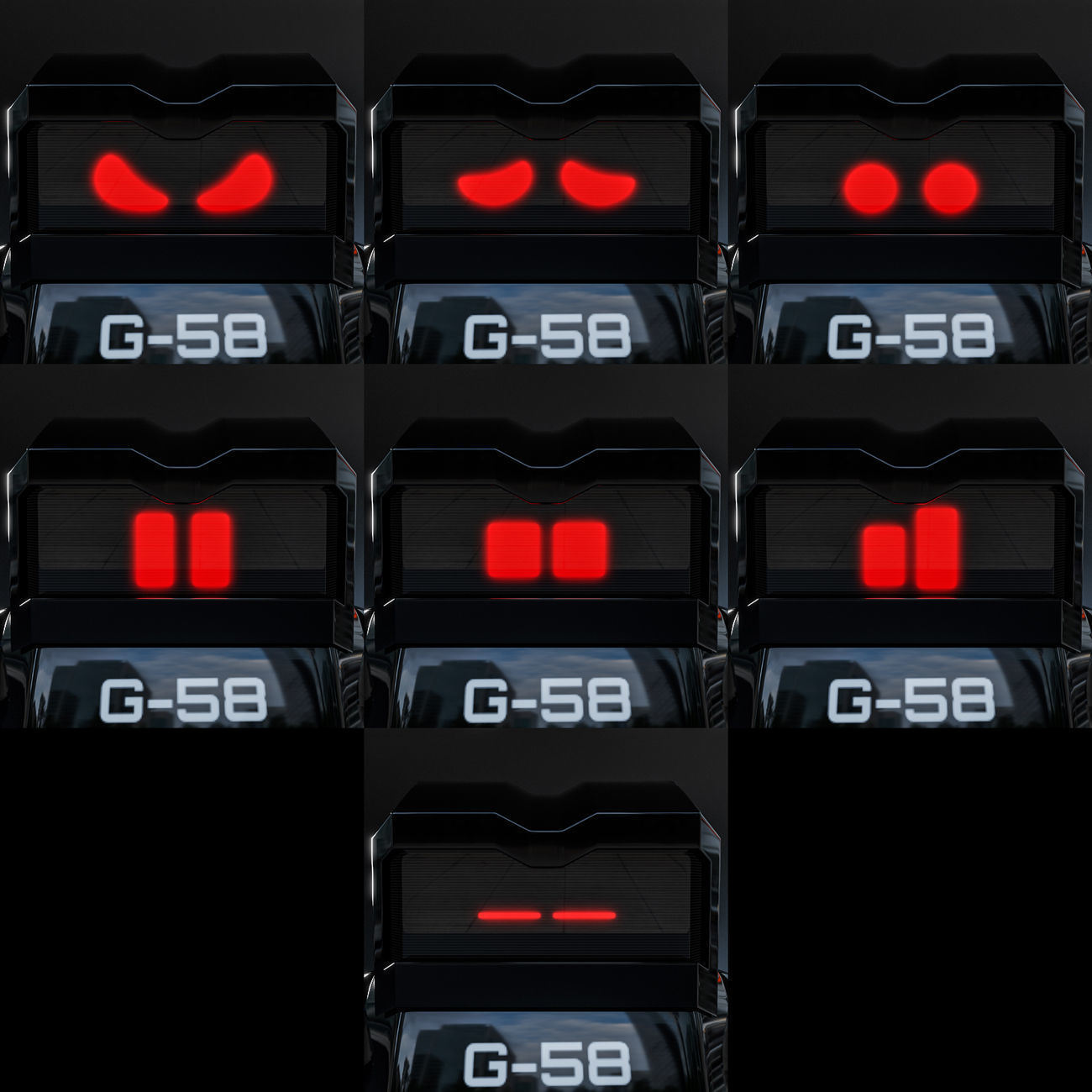 Cute Space Robot Rigged G-58 Black 3D model_8